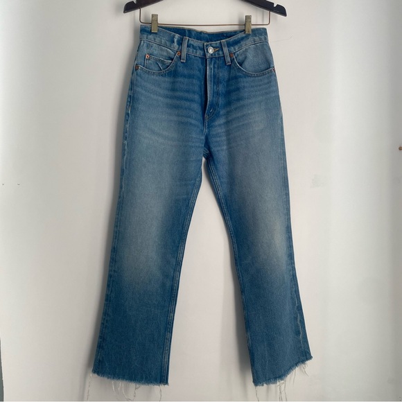 Re/Done 70s Raw Hem Crop Bootcut Jeans - Size 26 NWOT - Picture 3 of 13